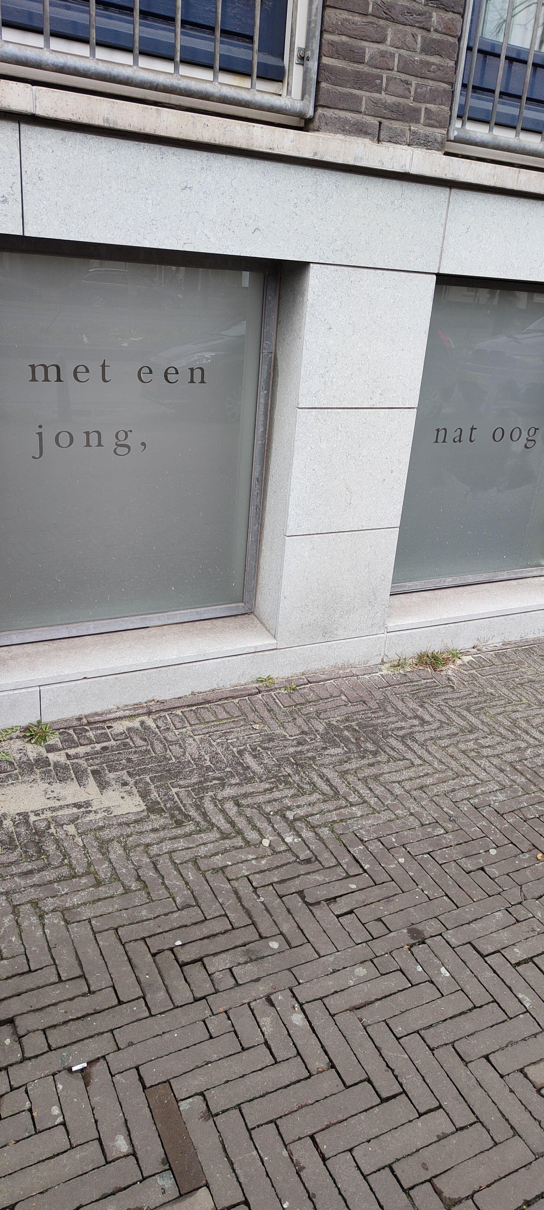 met een jong, nat oog